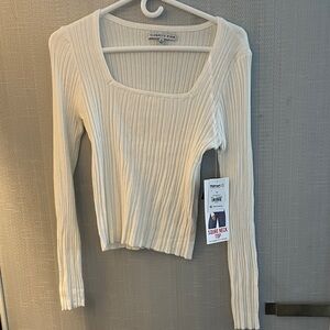 White Square Neck Top